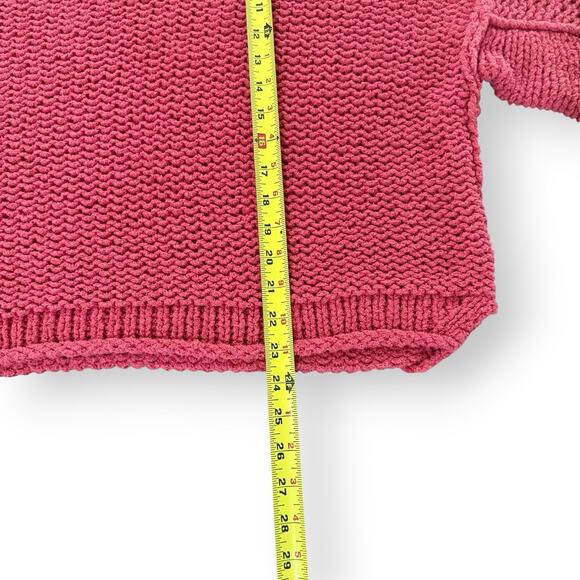 Free People Halo Dolman Oversized Chunky Knit Pullover Sweater Coral Pink Medium - Picture 13 of 13